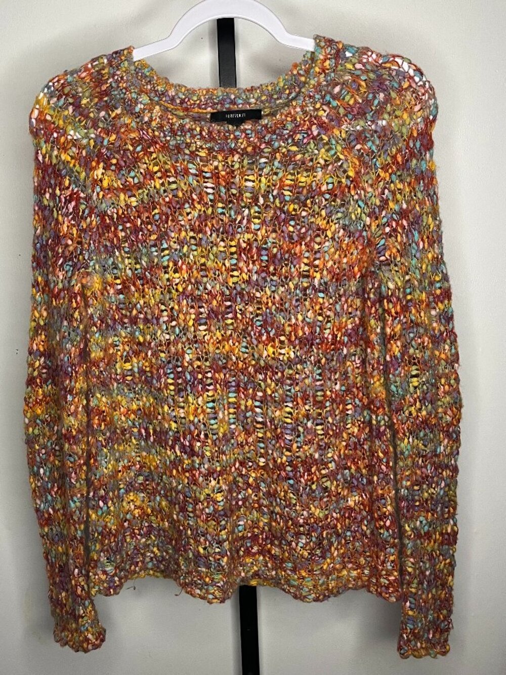 Forever 21 Rainbow Knit Sweater Clowncore Boho Pride Size Small